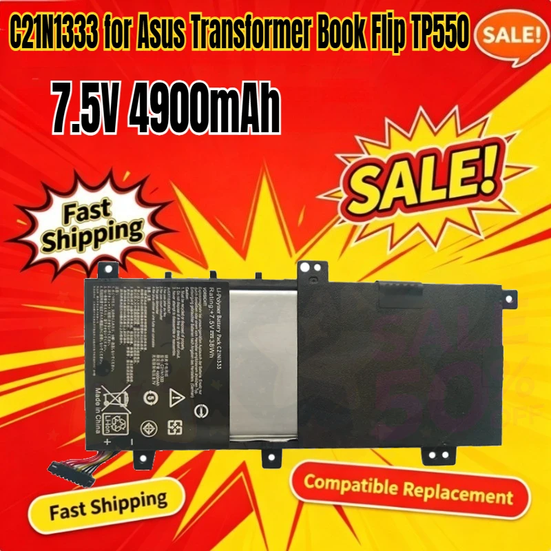 C21N1333 7.5V 38Wh Laptop Battery for Asus Transformer Book Flip TP550 R554L TP550L TP550LA TP550LD TP550LJ 0B200-0086040