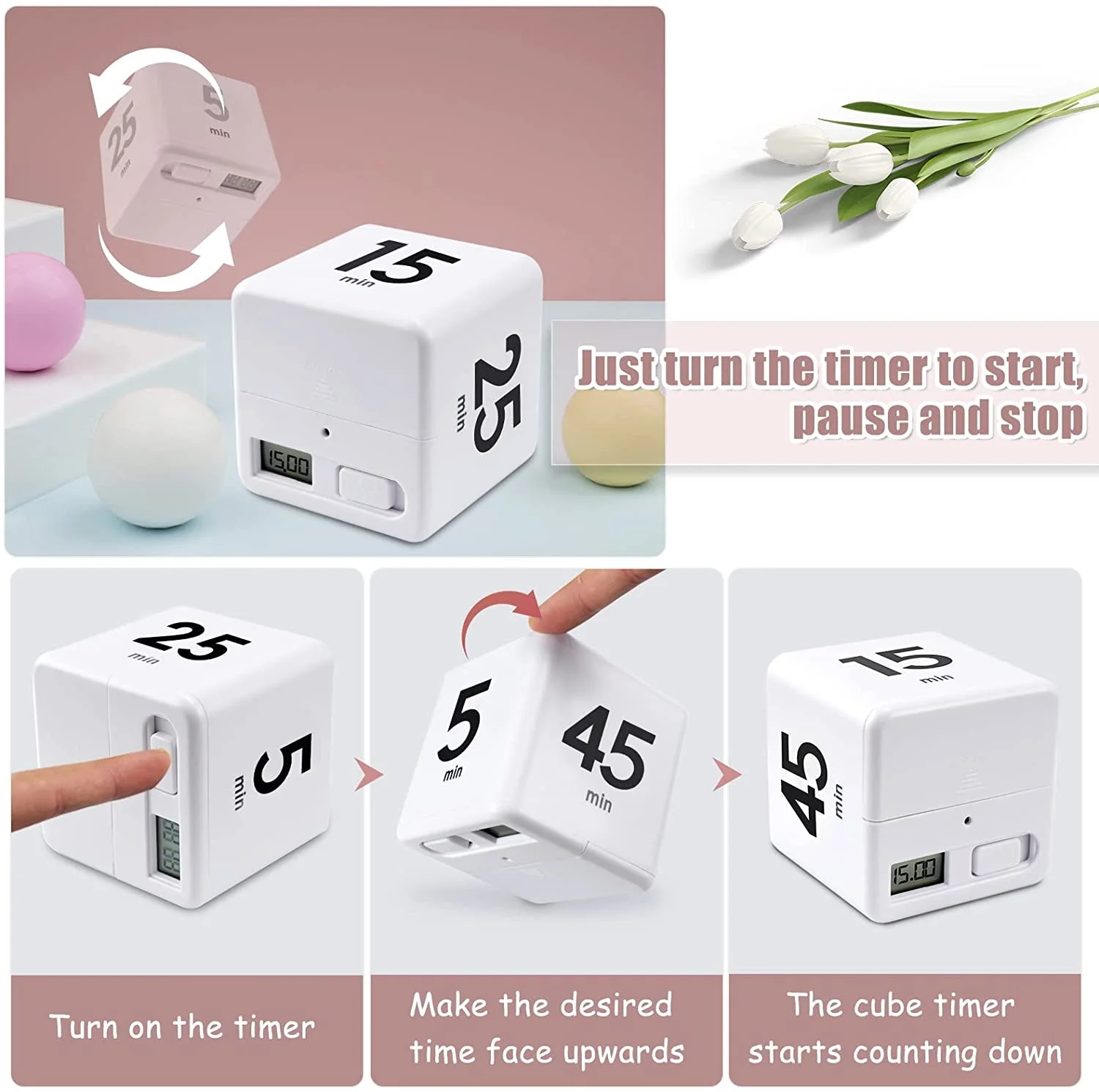 إدارة وقت المطبخ المكعب لإدارة الوجه للمستشعر والعد التنازلي 25-5-45-15 دقيقة