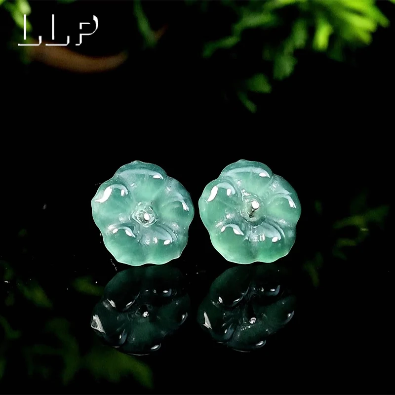 S925 Silver Set With Natural Jade Petaled Earrings Elegant For Women Sexy For Girls Ideal Gift For Special Occasions