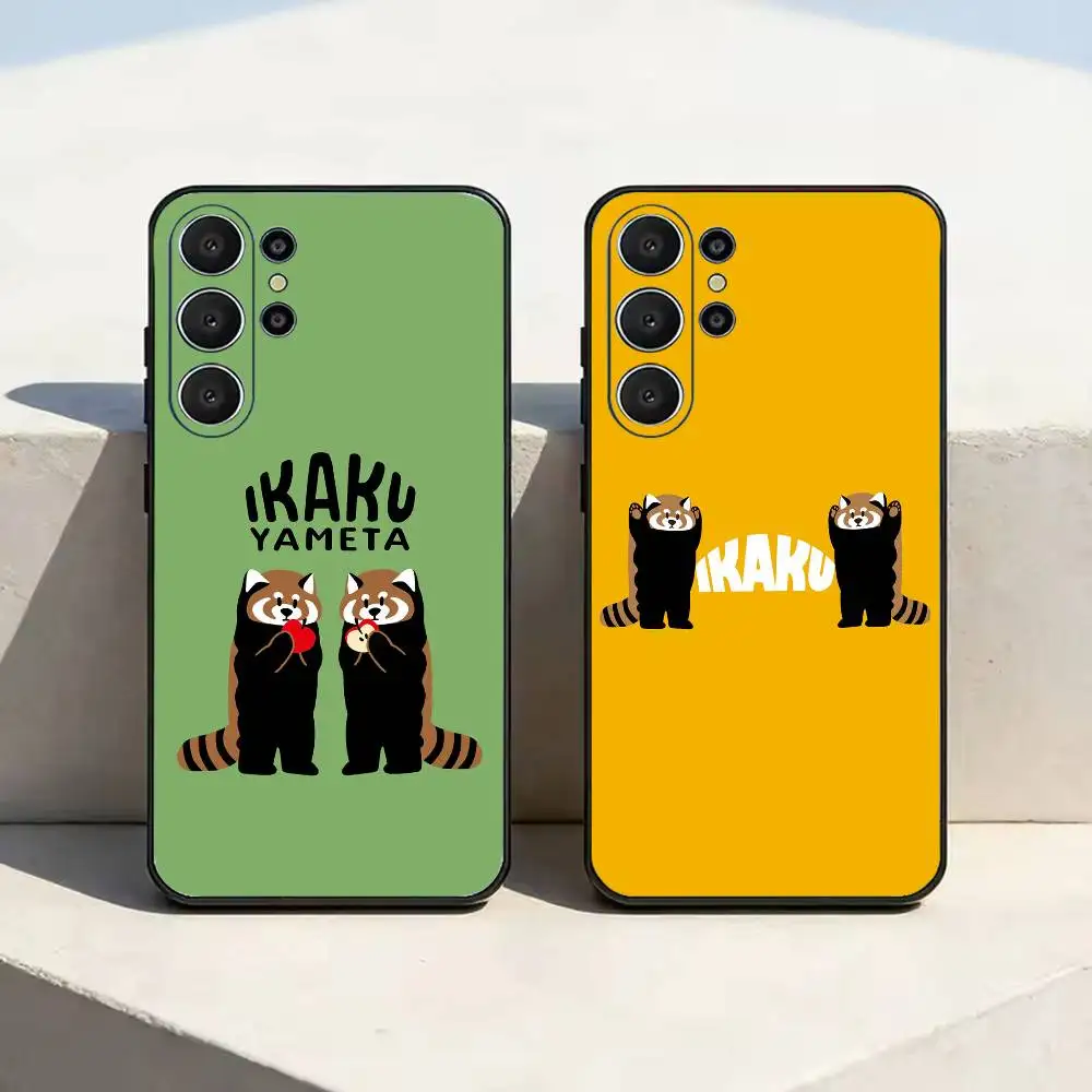 Cute IKAKU R-Raccoon Phone Case For Samsung S25,S24,S21,S22,S23,S30,Ultra,S20,Plus,Fe,Lite,Note,10,Black Cover
