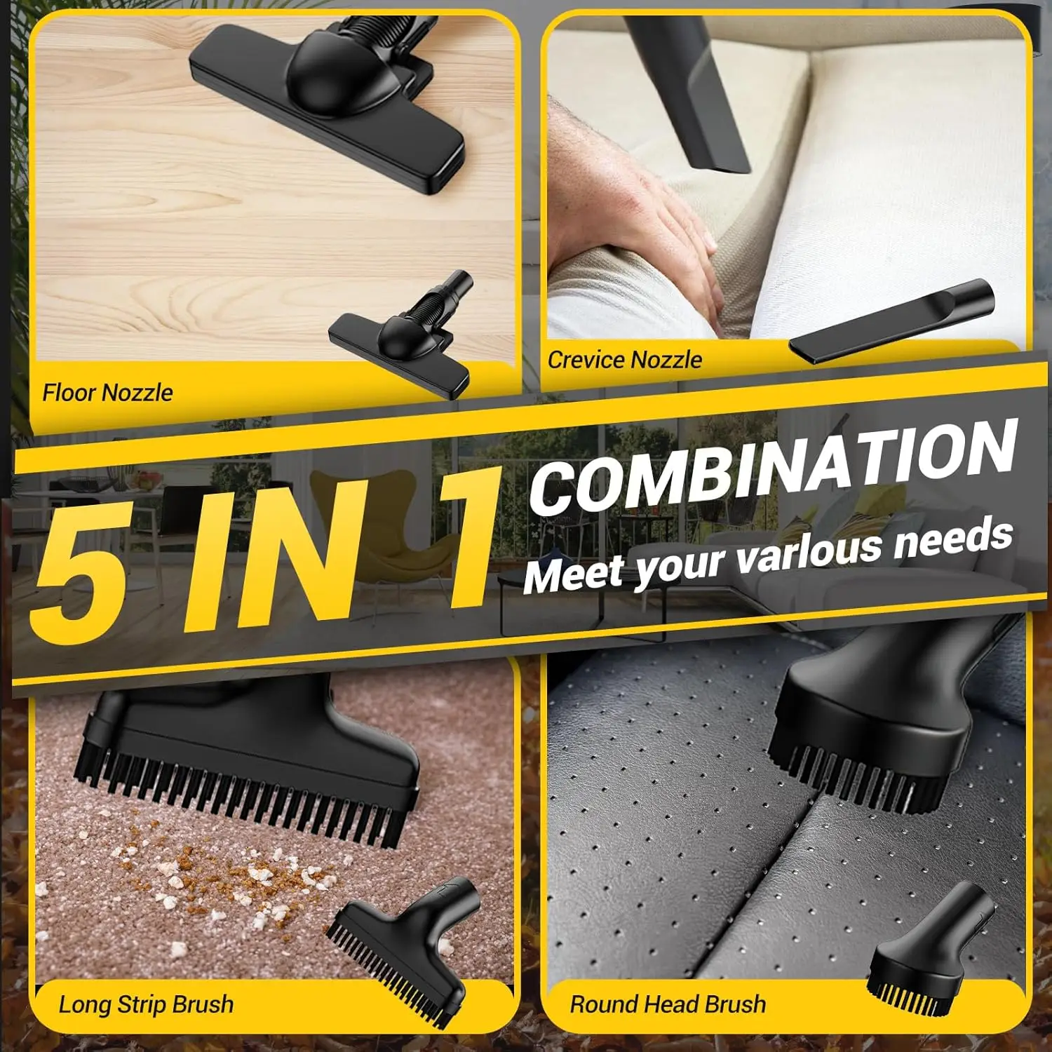 Akku-Staubsauger für Dewalt 20 V Akku, tragbarer Handstaubsauger mit 2 HEPA-Filtern, 4 Multi-Düsen, Heimstaubreiniger – Detail 9