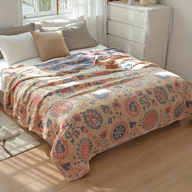 

Ultra-Soft Breathable Cotton Throw Blanket - Versatile, Machine Washable For All Seasons - Perfect For Couch, Bed, Office Nap &