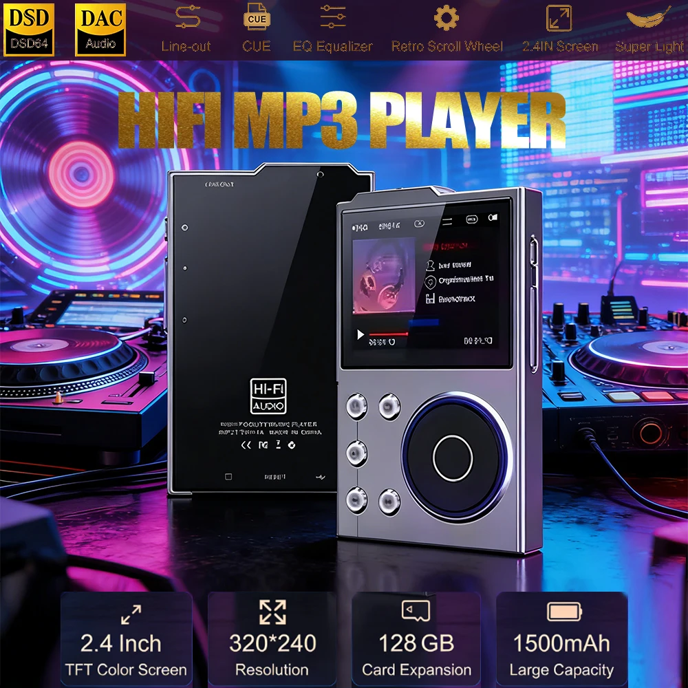 

MP3-плеер высокого качества с TFT-дисплеем из цинкового сплава, портом зарядки Type-C, поддержкой 20 языков, памятью 16 ГБ и возможностью расширения до 256 ГБ.