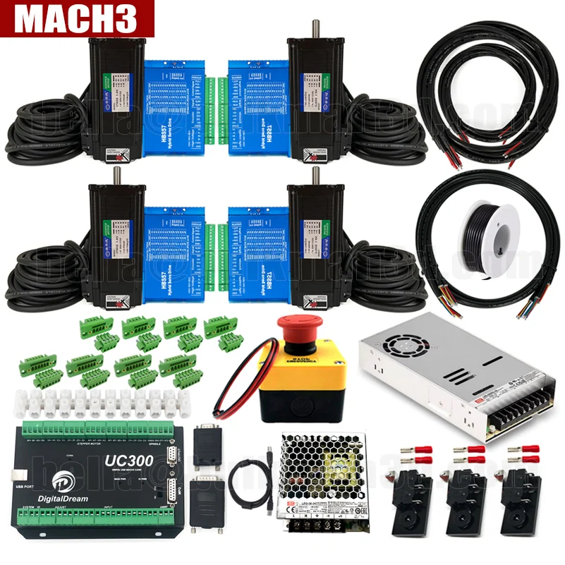 USB 4-Axis UC300 Mach3 CNC Controller Kit with 3N.m Closed Loop Stepper Motors Complete Kit for ULTIMATE Bee QueenBeePro CNC