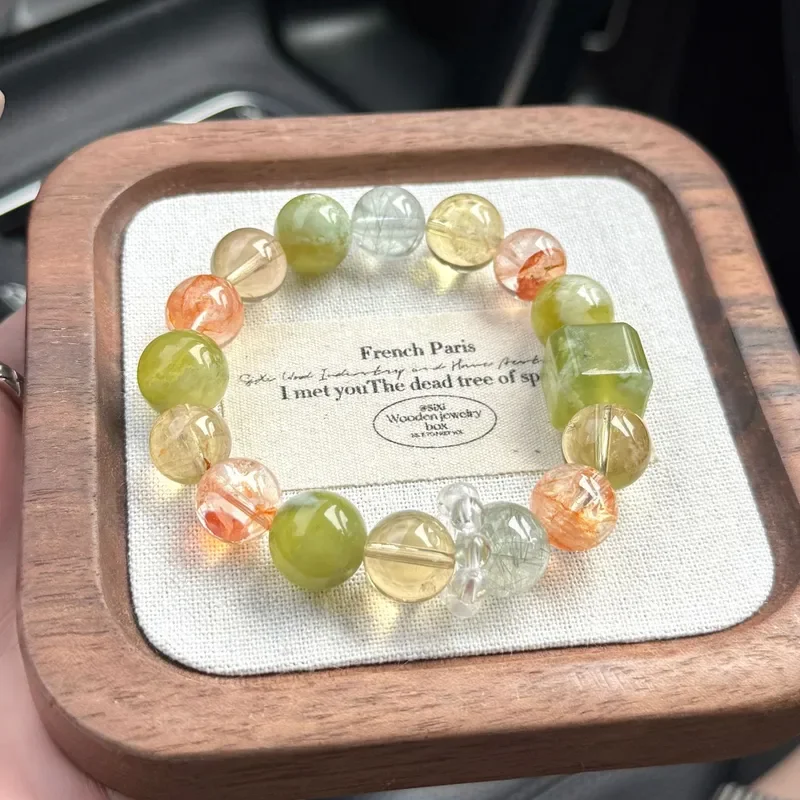 [Vitality Fruit Plate] Original Natural Xiuyu Red Gum Yellow Gum Flower Sun Stone Bracelet Spring White Bracelet