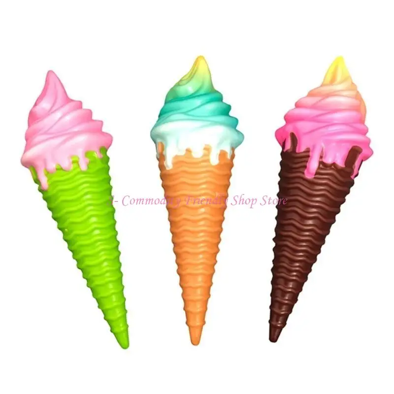 85AE ที่มีสีสัน Ice Cream CONE Squeeze ของเล่นเด็กผู้ใหญ่นุ่มมือผ่อนคลาย Squeezable ของเล่นสำหรับนักเรียนเด็กนักเรียนผ่อนคลาย