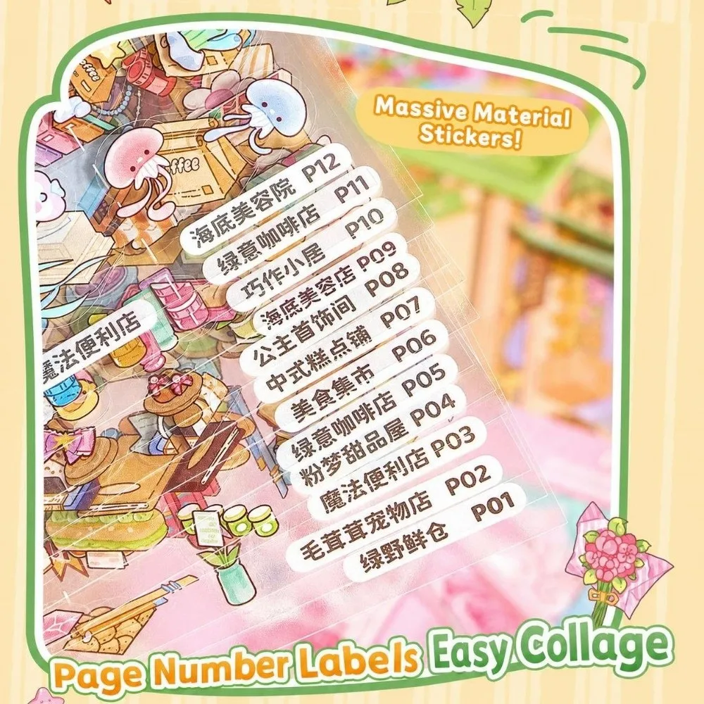 Store Theme 3D Miniature Scene Stickers Stacking Stress Relief Landscape Sticker Book 10 Scenes DIY Cabin Scene Sticker Gifts
