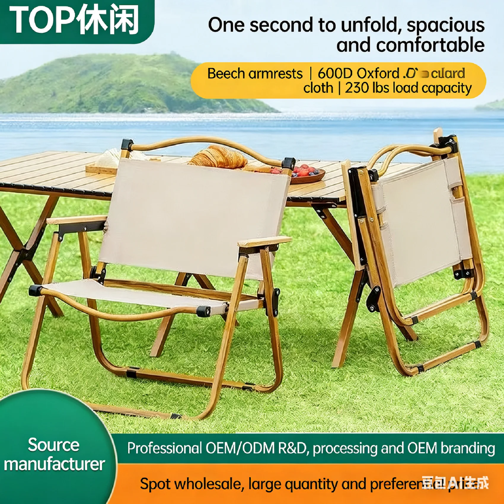 

Large Outdoor Folding Chair Square Tube Kemit Chair Camping Leisure Folding Chair Portable Foldable Beach Chair