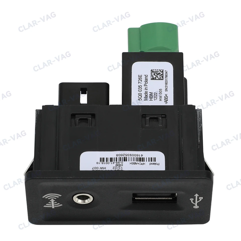 5G0035222E MIB2 USB CarPlay Media AUX Socket Switch Install Plug Button Harness For VW Golf 7 MK7 5Q0035726E 5Q0035222E