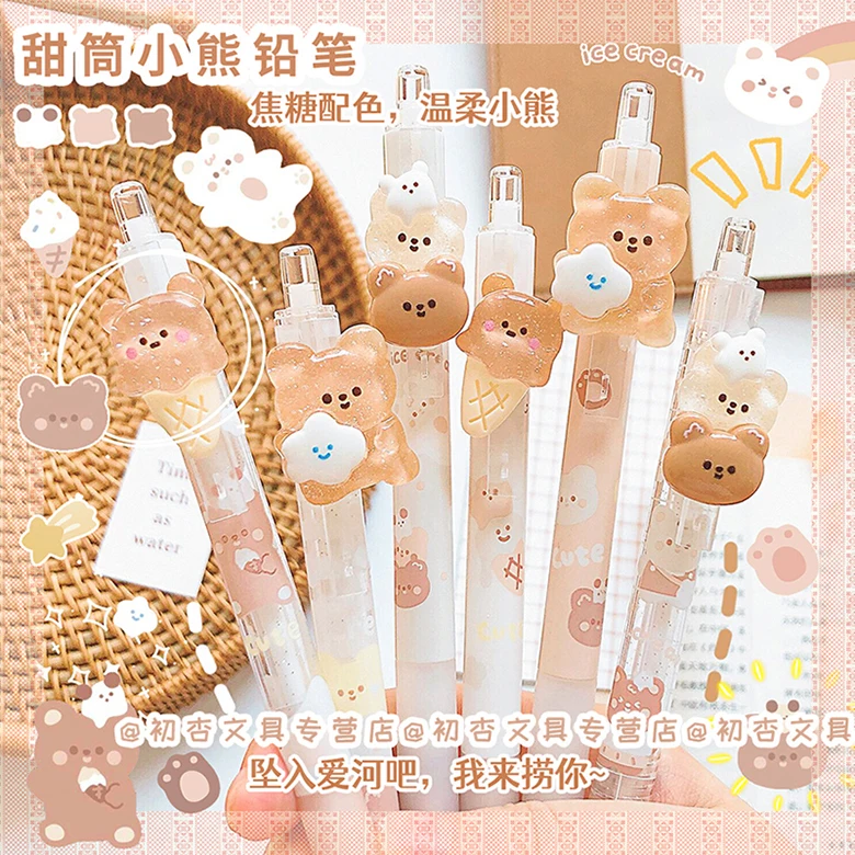 Imagem -01 - Lápis Mecânico Urso Bonito Lápis Automáticos Desenhos Animados Kawaii Material Escolar para Crianças Papelaria Estudante 0.5 mm lapis mecanico urso bonito lapis automaticos desenhos animados kawaii material escolar para criancas papelaria estudante 05 mm 01
