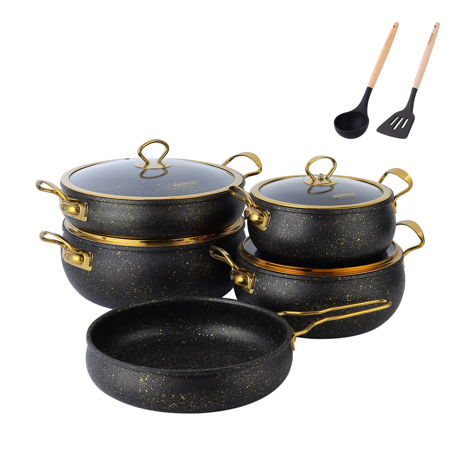 Excellent Heat 11PCS Nonstick Pot Set 20/24/28CM Soup Pot 28CM Shallow Stockpot 26CM Frying Pan Easy Wash Kitchenware Export