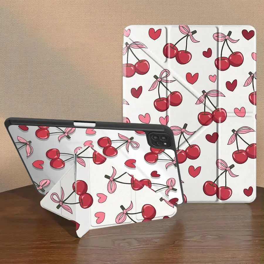 Tablet Case For iPad Mini 7 6 5 Pro M4 13 2025 2026 11th 9th 10th Gen Air 8 M2 M3 3 12th With Pen Slot Cover Cherry Bloom