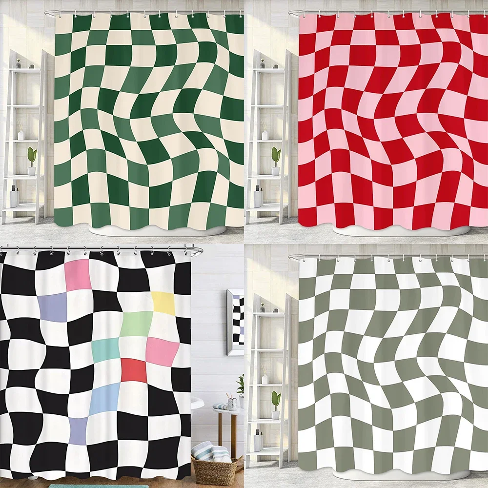 Simple Colorful Art lattice Lines Modern Fashion Pattern Shower Curtain Home Decoration Creative Personalized Shower Curtains