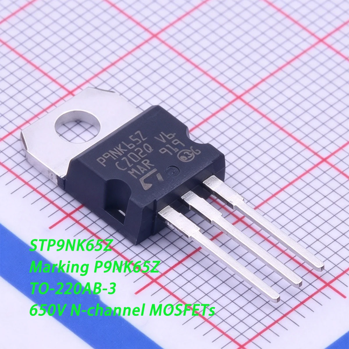 2PCS STP9NK65Z Marking P9NK65Z TO-220AB-3 650V 6.4A 125W 1.2Ω ohms N-channel NEW Original Field-Effect Transistor MOSFET P9NK65Z