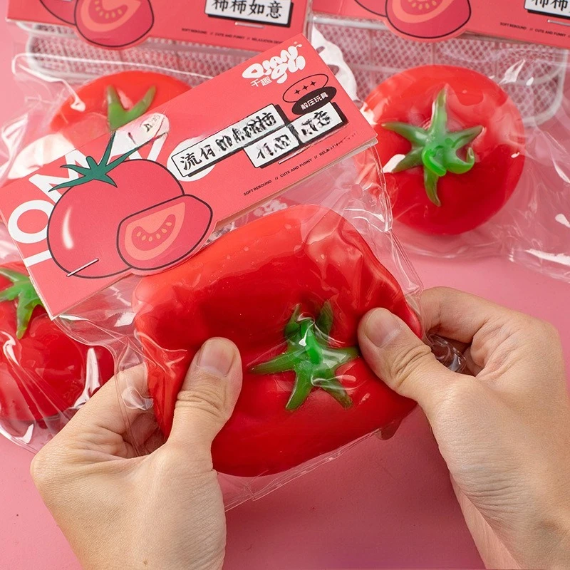 لعبة ضغط الطماطم السائلة لتخفيف التوتر - لعبة تململ حسية لفاكهة المحاكاة بطيئة الارتفاع لتخفيف القلق، هدية للأطفال والكبار #2