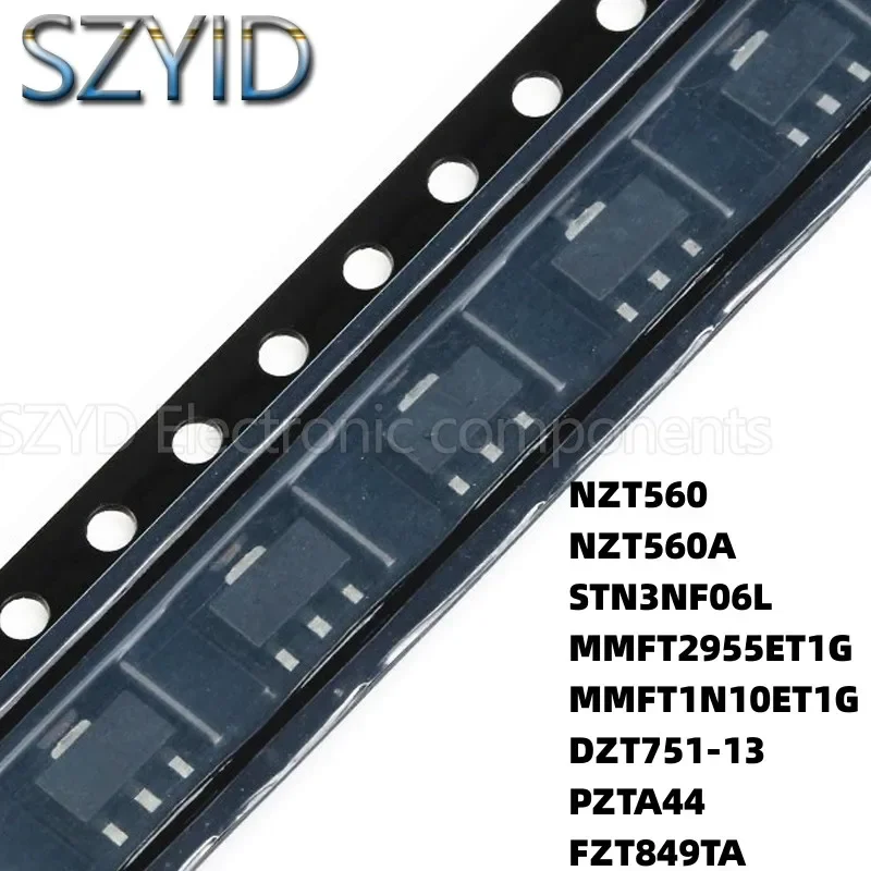 100PCS SOT223 NZT560 NZT560A STN3NF06L MMFT2955ET1G MMFT1N10ET1G DZT751-13 PZTA44 FZT849TA