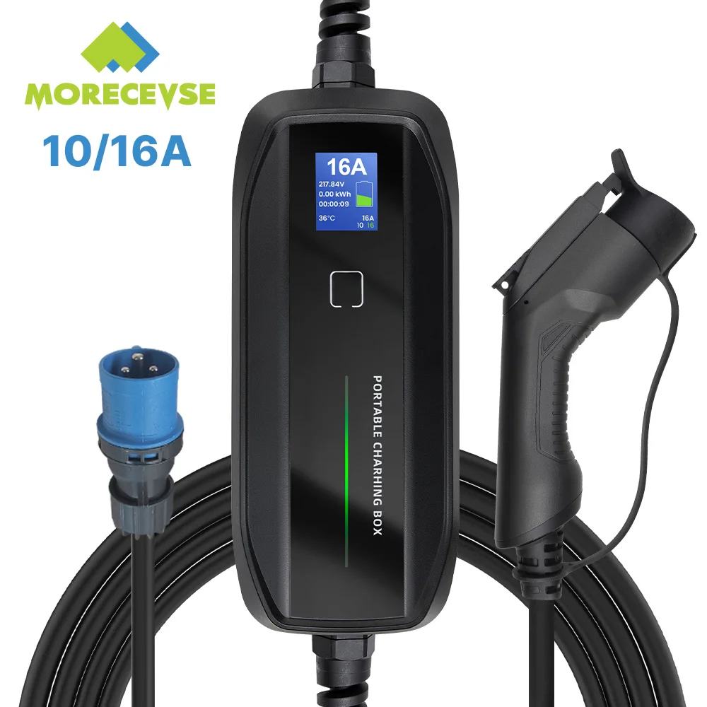 Morec 3.6KW Type1 Portable EV Charger 10/16A Switchable with CEE Plug Car Charger