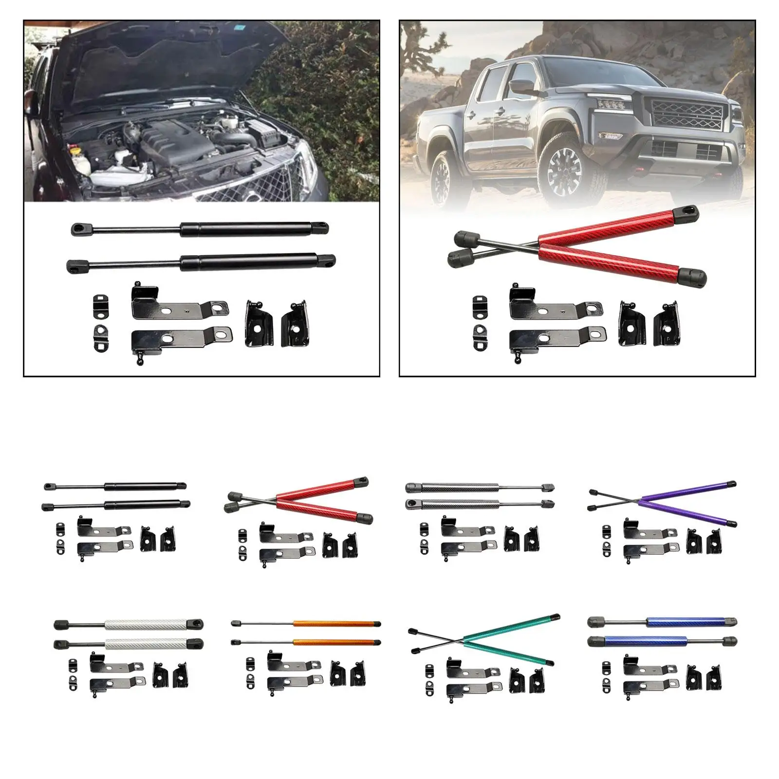 2Pcs Front Bonnet Hood Strut Replace Gas Springs Struts Bar Carbon Steel Lift Supports for D40 Sturdy Automotive Accessories