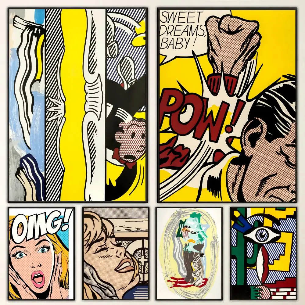 Roy Lichtenstein Pop Art Classic Comic Style Aesthetic Poster Aesthetic Art Print for Bedroom & Living Room Decor, Unframed
