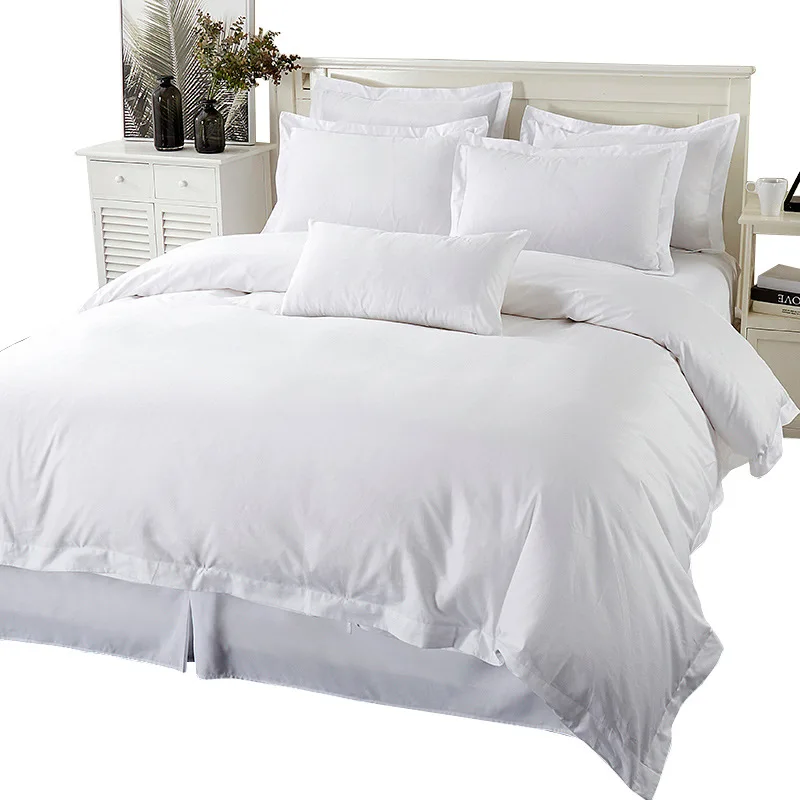 60s cotton white hotel linen, homestay four-piece set of pure cotton satin five-star hotel four-piece set of pure white