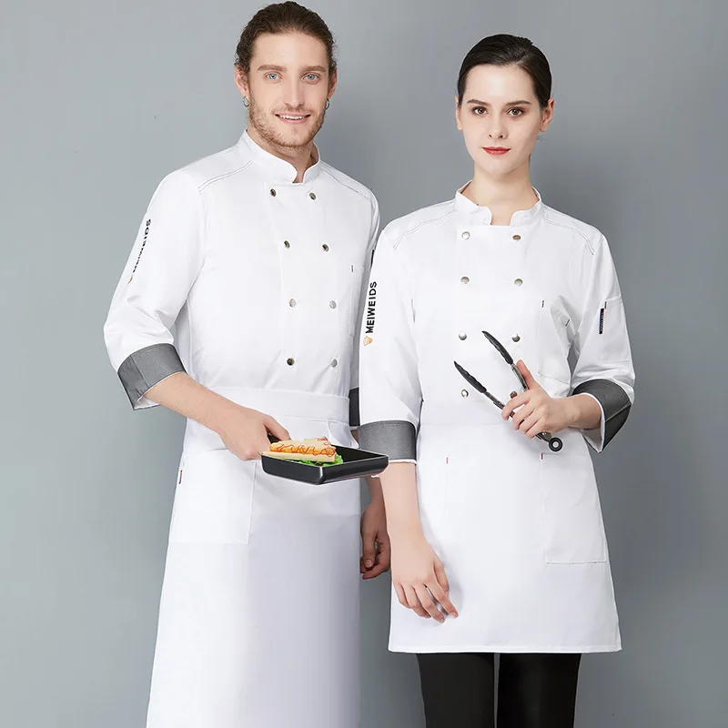 

Chef's work uniform with three-quarter sleeves, custom-madeLOGOBack kitchen workwear, western restaurant uniform, chef's uniform
