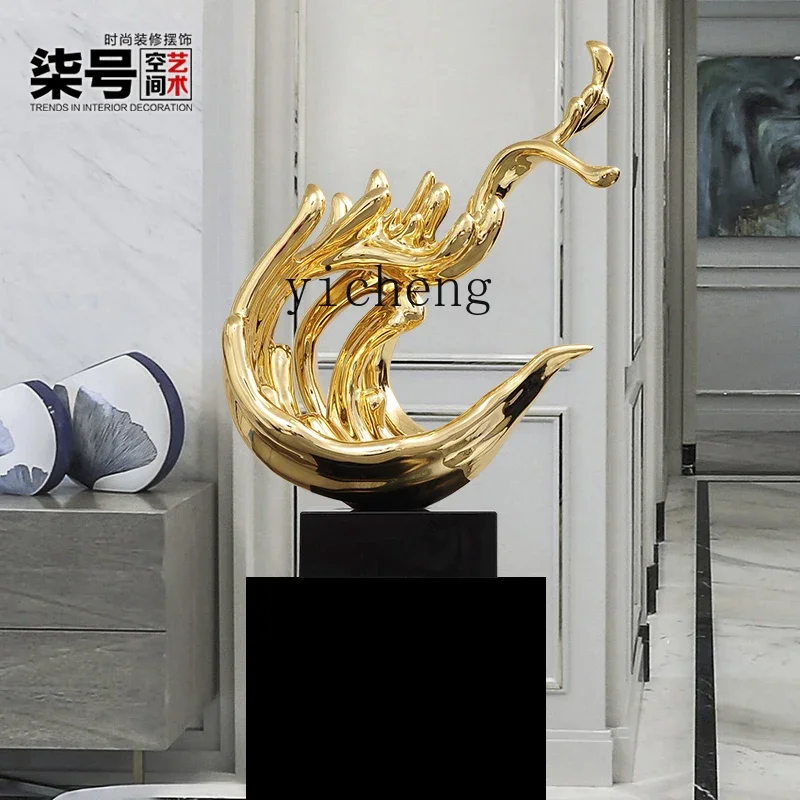 

BJ-25 hotel lobby club resin abstract water sculpture ornament home electroplating art decoration