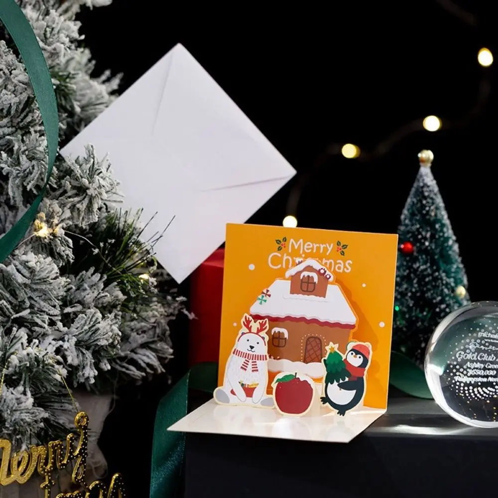 Tarjetas de Felicitación de amigos de cumpleaños de Papá Noel, regalos de año, sobre de Navidad, postal de bendición, tarjetas de agradecimiento