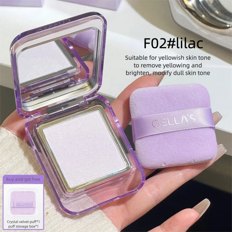 Gellas Colorless Setting Powder Compact Long-Lasting Oil-Control Pore-Concealing Affordable for Commuting Makeup