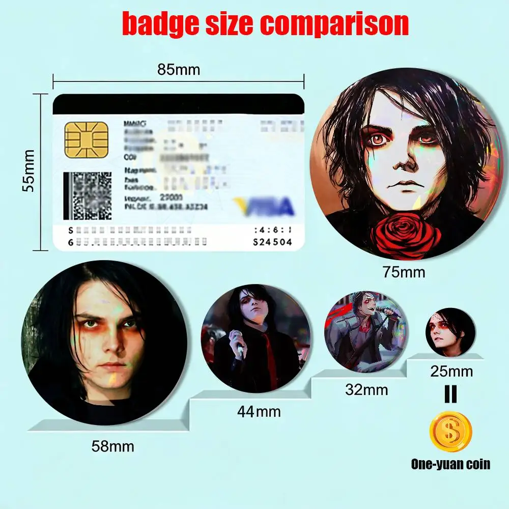 Original art Gerard Way Badges Badges On Backpack Jacket Cartoon Round Brooches  Acrylic Button Pins Collection Gifts
