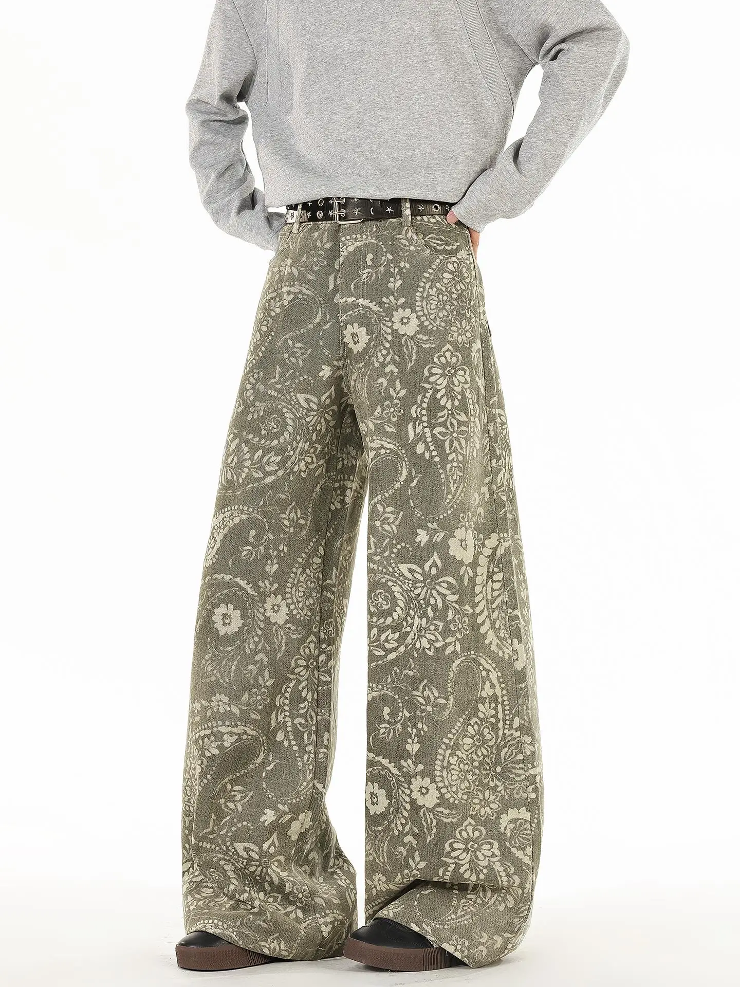 

Мужские джинсы в стиле ретро, американский дизайн, осенние, широкие, прямого кроя, винтажный стиль, повседневные, удобные, со средней посадкой, из денима