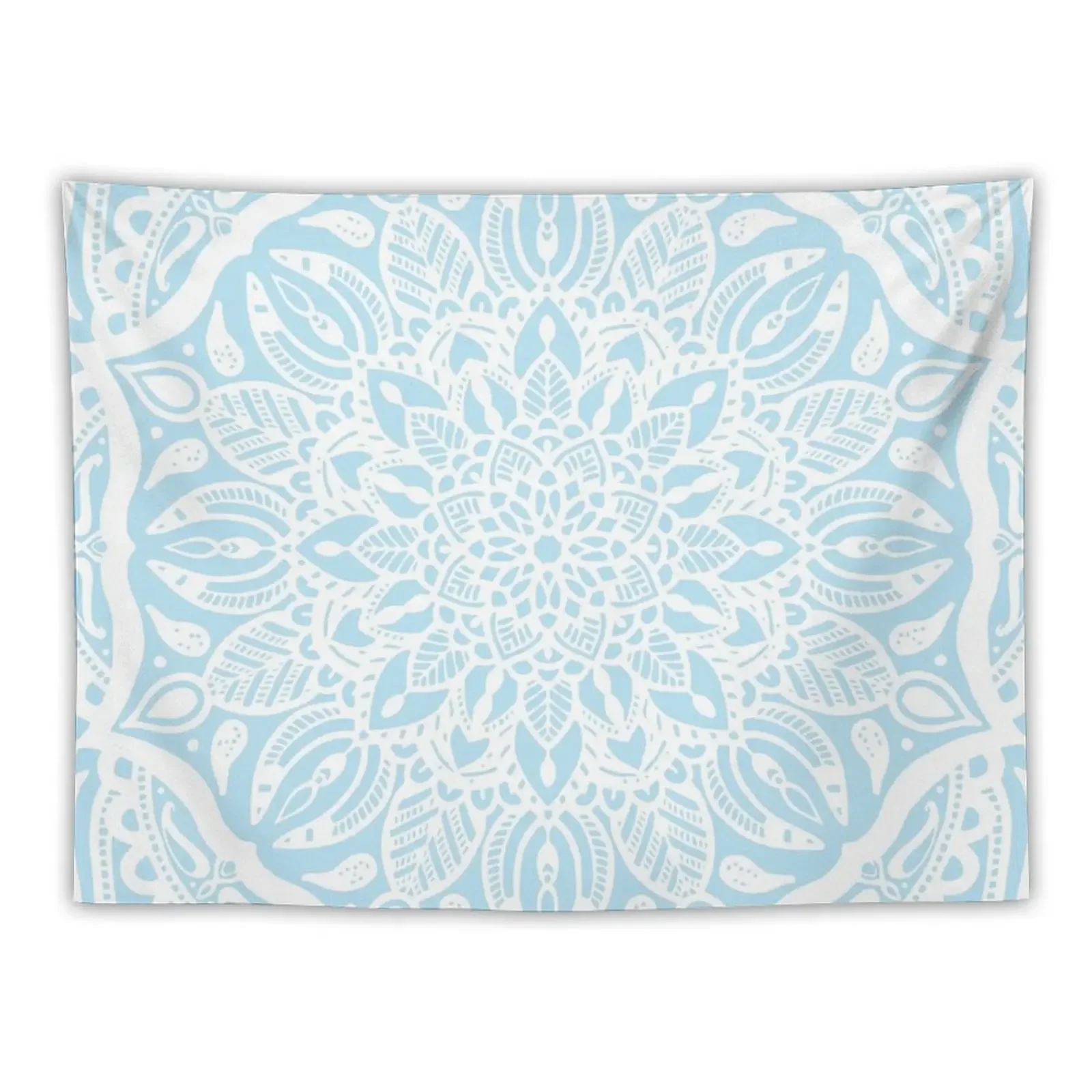 Pastel Blue and White Mandala Tapestry Room Decore Aesthetic Decorations For Room Tapestry