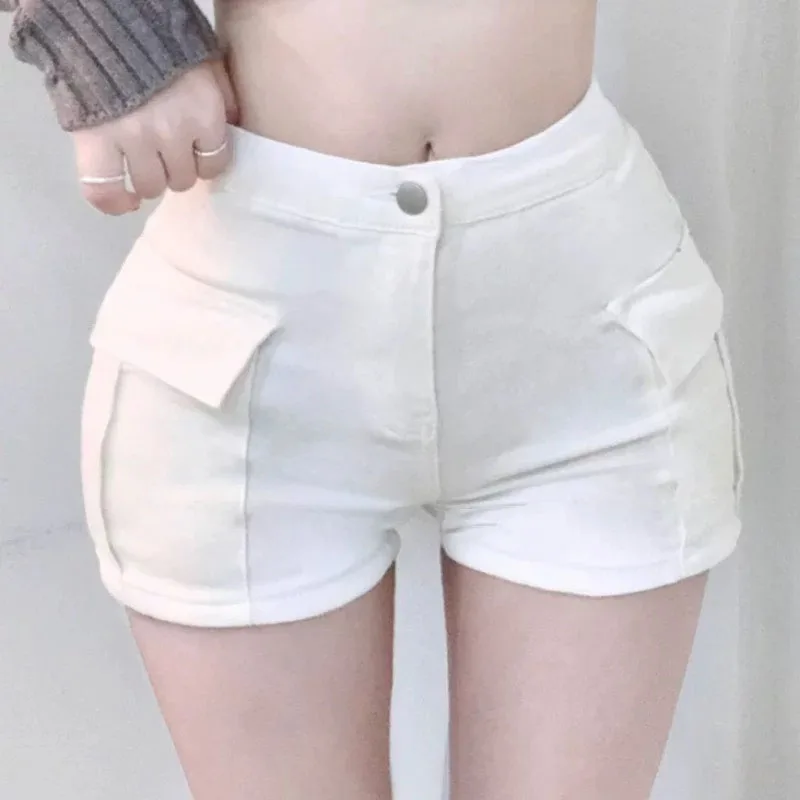 

Sexy High Waist Stretchy Denim orts ow Long Legs Big kets Hip Enhancing Body a Faionable All-Match Butt orts