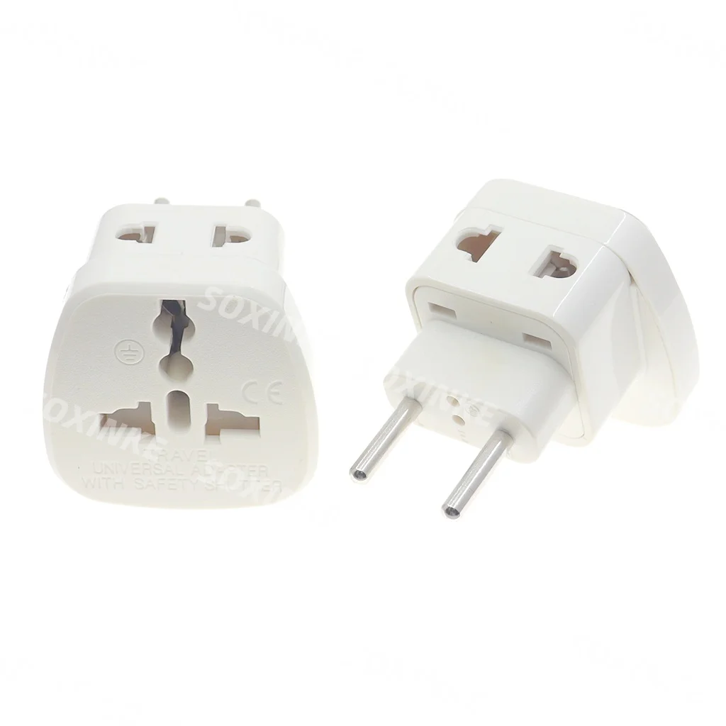 EU universal travel adapte plug 2-in-1 with protective door 250V 10A applicable to Brazil Germany South Korea plug