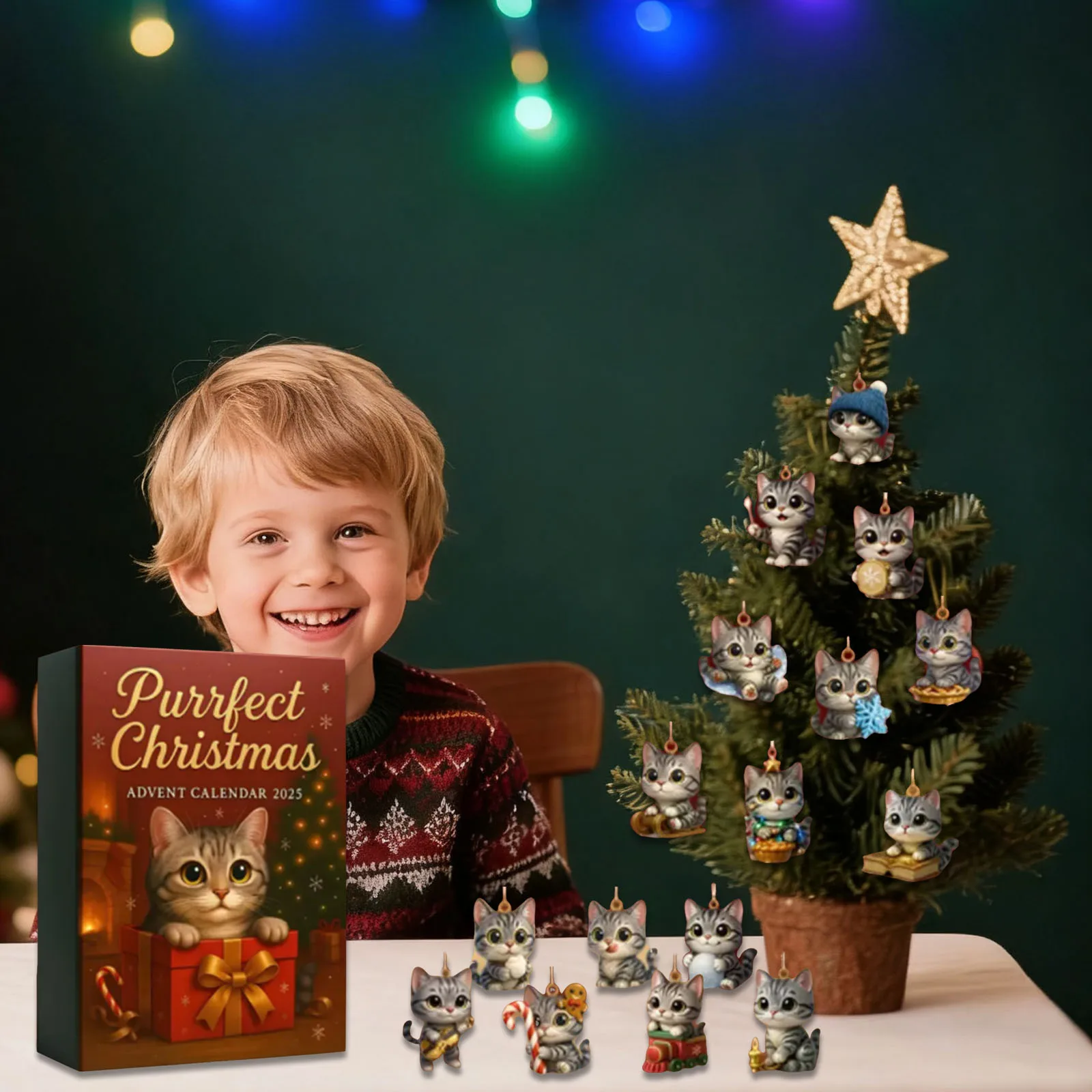 Balance de cuisine rechargeable avec minuterie Purrfect Christmas 2020, calendrier de l'avent Purrfect pour les amoureux des chats de Noël, minuterie de 2 minutes, brosse