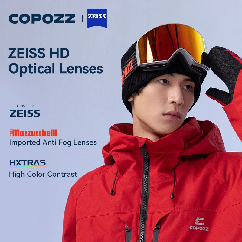 COPOZZ New Men Magnetic Ski Goggles Adult Anti-fog Ski Glasses UV400 Protection Snow Snowboard Goggle Eyewear with Zeiss lens