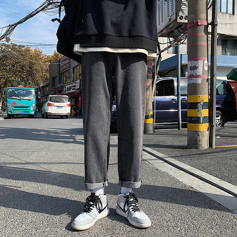 

Модные мужские джинсы прямого кроя свободного покроя, повседневные длинные брюки, осенне-весенние универсальные широкие брюки в стиле Харадзюку