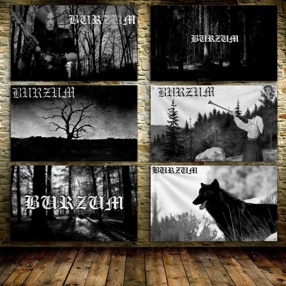 B-Burzum Music Rock Flags 3x5 Ft Custom Banner For Garage Door Room Decor Wall Out Decoration With Metal Buckle