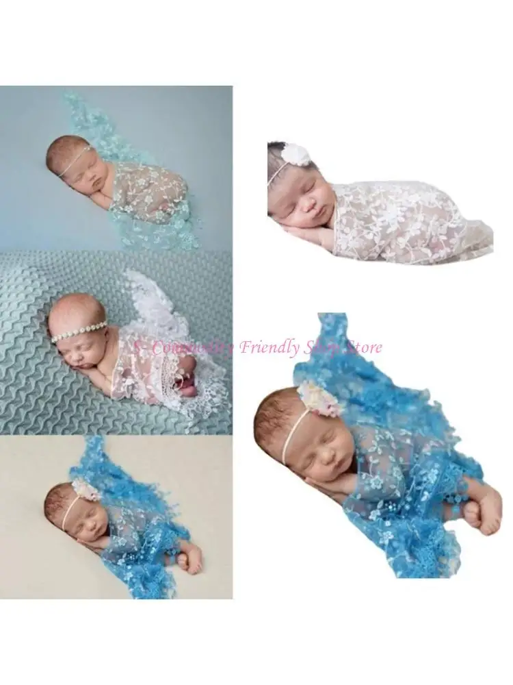 85AE Newborn Photography Props Flower Print Wrap Cloth Baby Blanket Photo Background