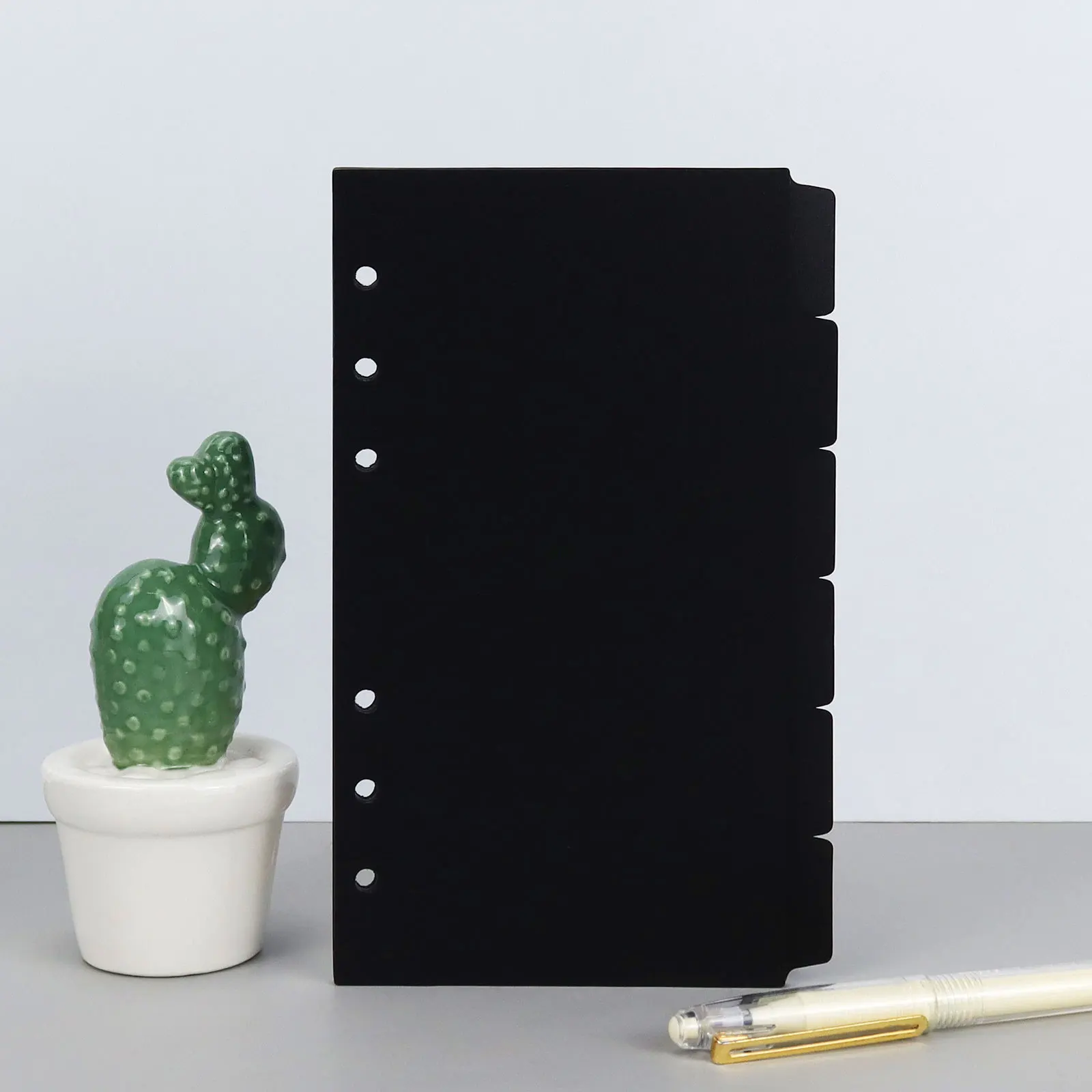 Sharkbang A5/A6/A7 PP Spiral Binder Index Separator Page Dividers Black 6 Pages For Ring Notebooks School Stationery