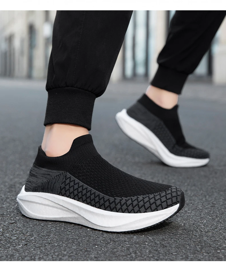 Unisex Real Boost Sneaker mit dicker Sohle, Stretch-Strick, atmungsaktiv, Übergrößen, stoßdämpfend, Sportschuhe, Laufschuhe für Damen und Herren – Detail 9