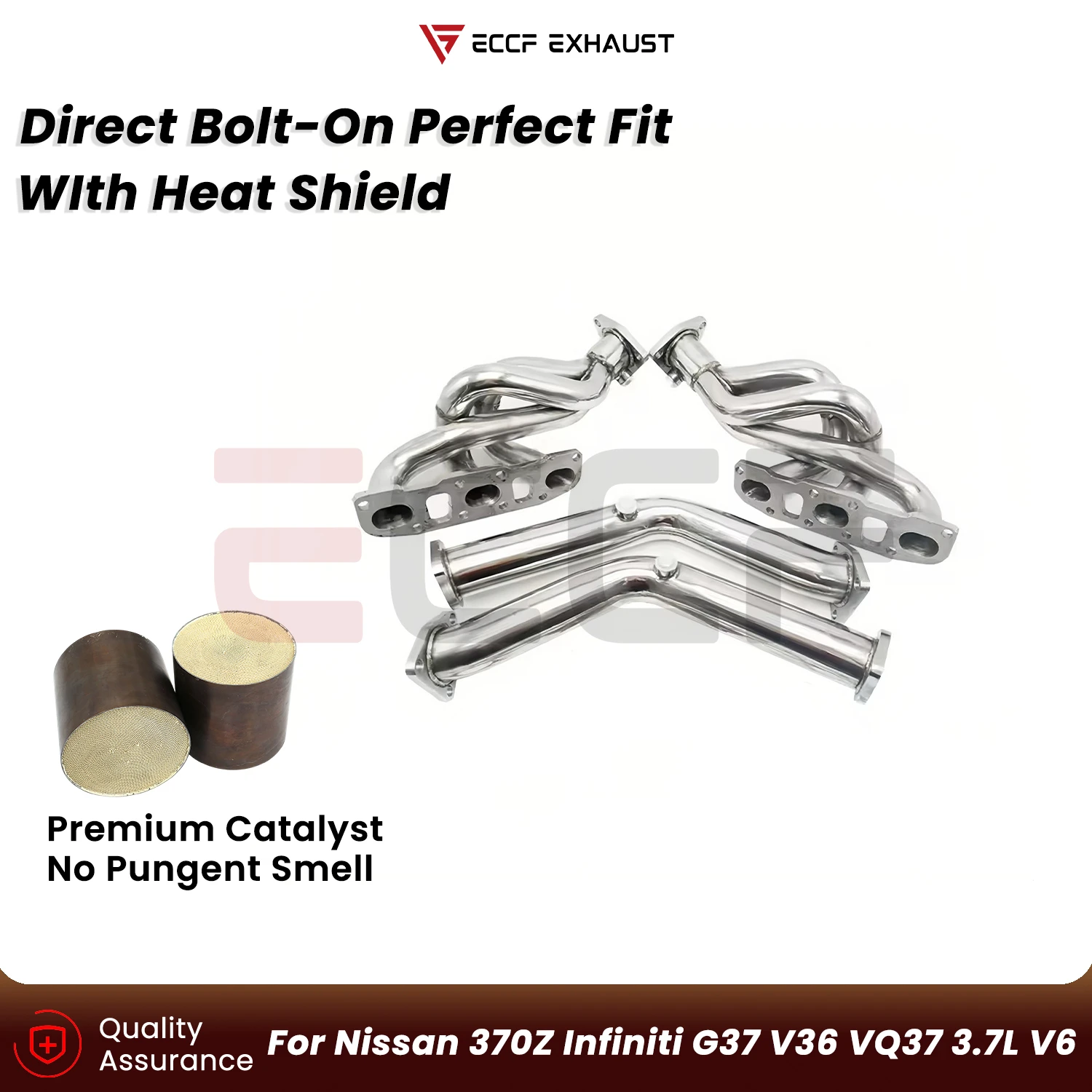 Sporty Stainless Steel Headers For Nissan 370Z Infiniti G37 V36 VQ37 3.7L V6 Plug and Play Aggressive Sound Performance Upgrade