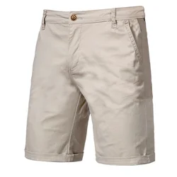 Summer beach Men's solid color slim shorts Fashion casual everyday street outdoor travel zipper button straight leg Pants