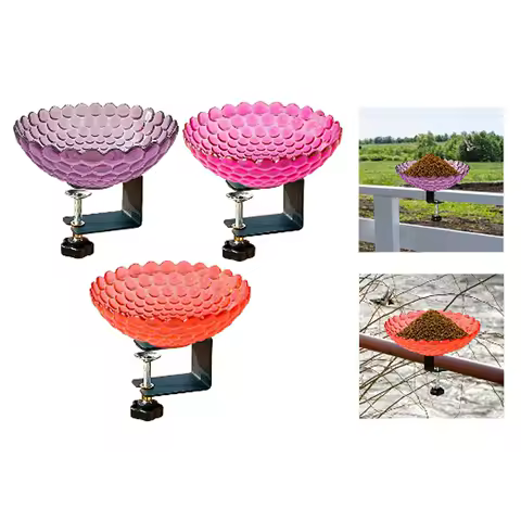 Deck Mounted Bird Bath Birdfeeder Decoration Easy to Clean with Sturdy Adjustable Clamp for Garden Yard Outside Outdoor Patio