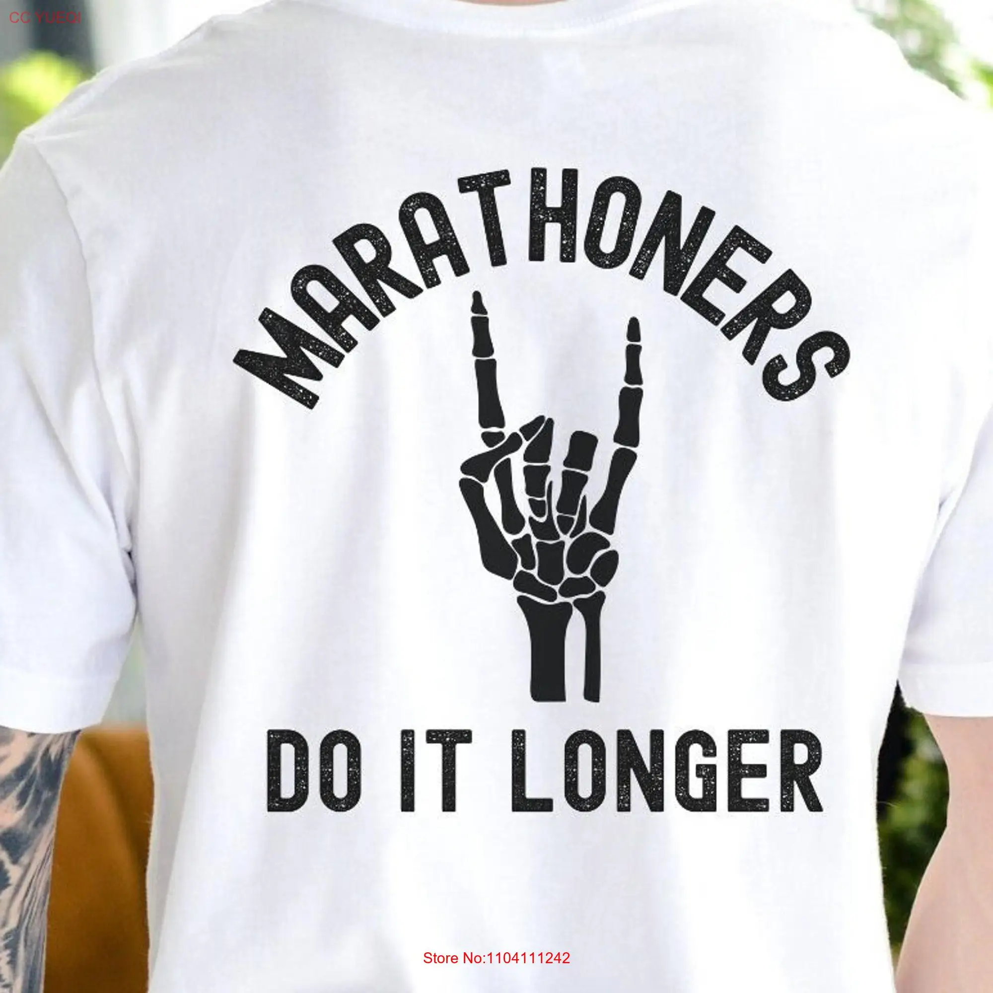 Men's Marathoners Do It Longer T Shirt Rock n Roll Skeleton Hand Marathon Marathoner For long or short sleeves