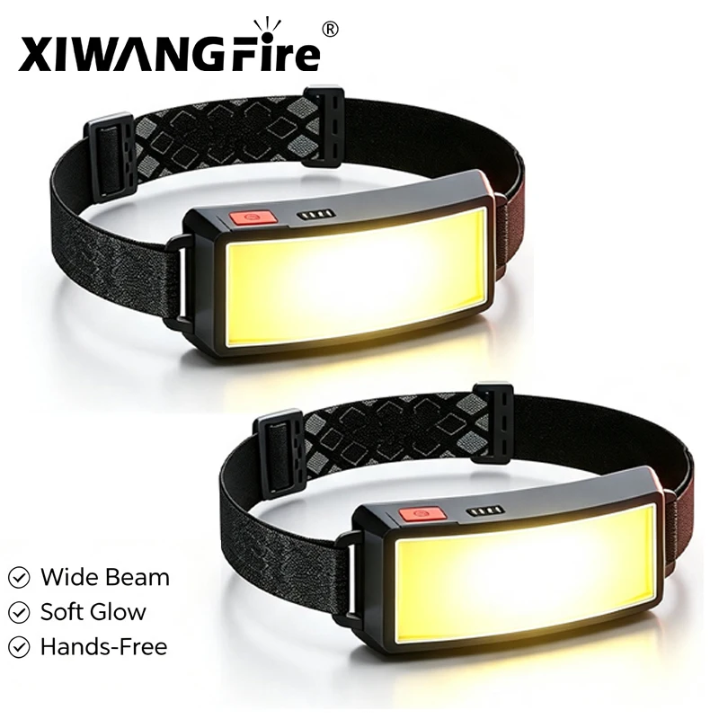 COB Portable LED Headlights Outdoor Headlight Built in Battery USB Rechargeable Head Lamp Camping Fishing Climbing Lantern