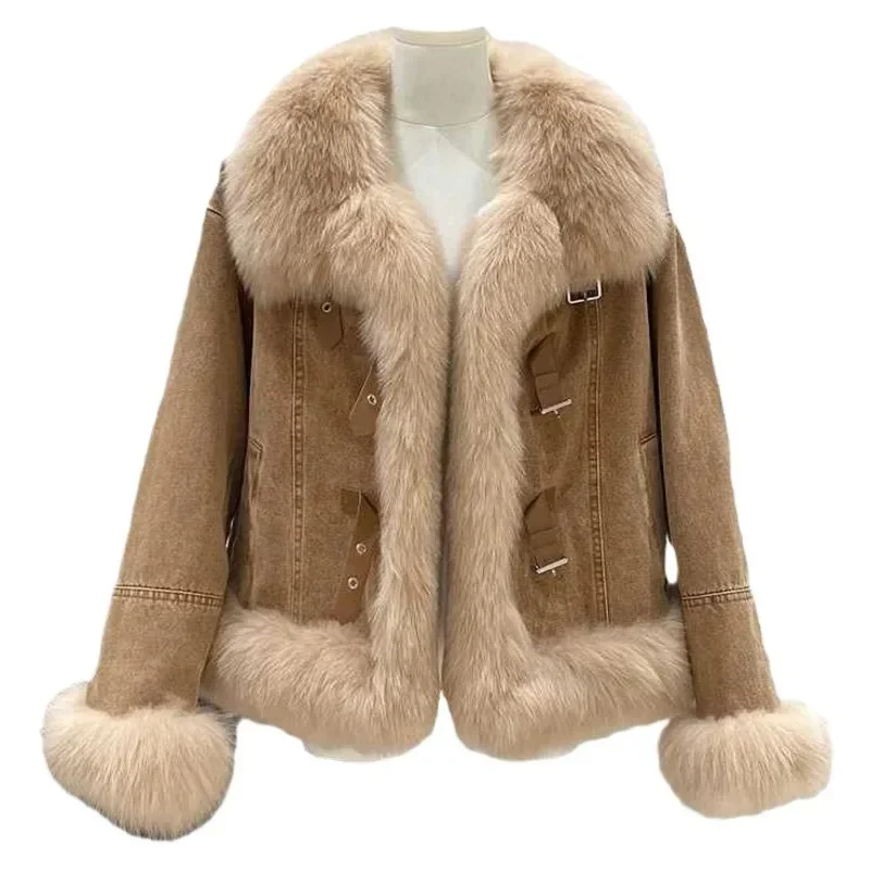 

НОВИНКА: Модное осеннее французское коричневое плюшевое пальто оверсайз с высоким воротником, свободного кроя, утепленное, из искусственного меха, женская хлопковая куртка-пальто