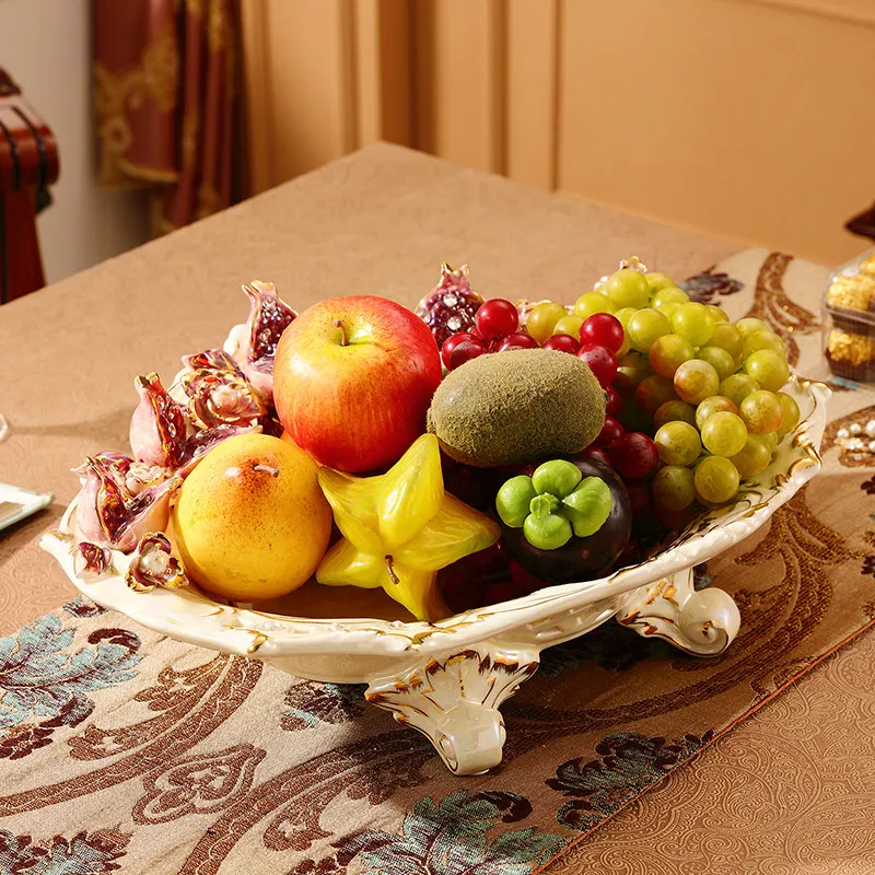 European-style ceramic fruit plate household large living room luxury light high-end fruit basin creative coffee table ornament