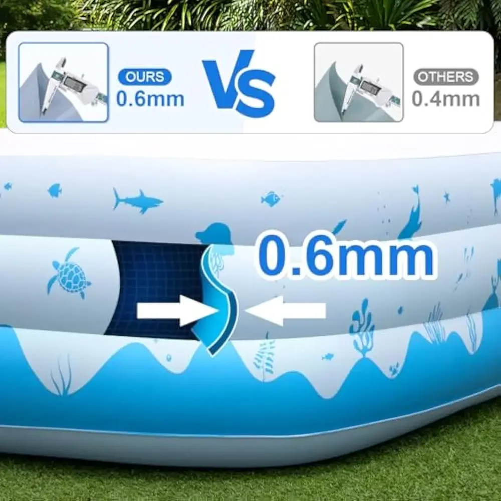 Pool with Lights - 145'' X 74'' X 22'', Thickened Blow Up Pool with Seats & Backrest for Adults, 7 Color Big Swimming Pool