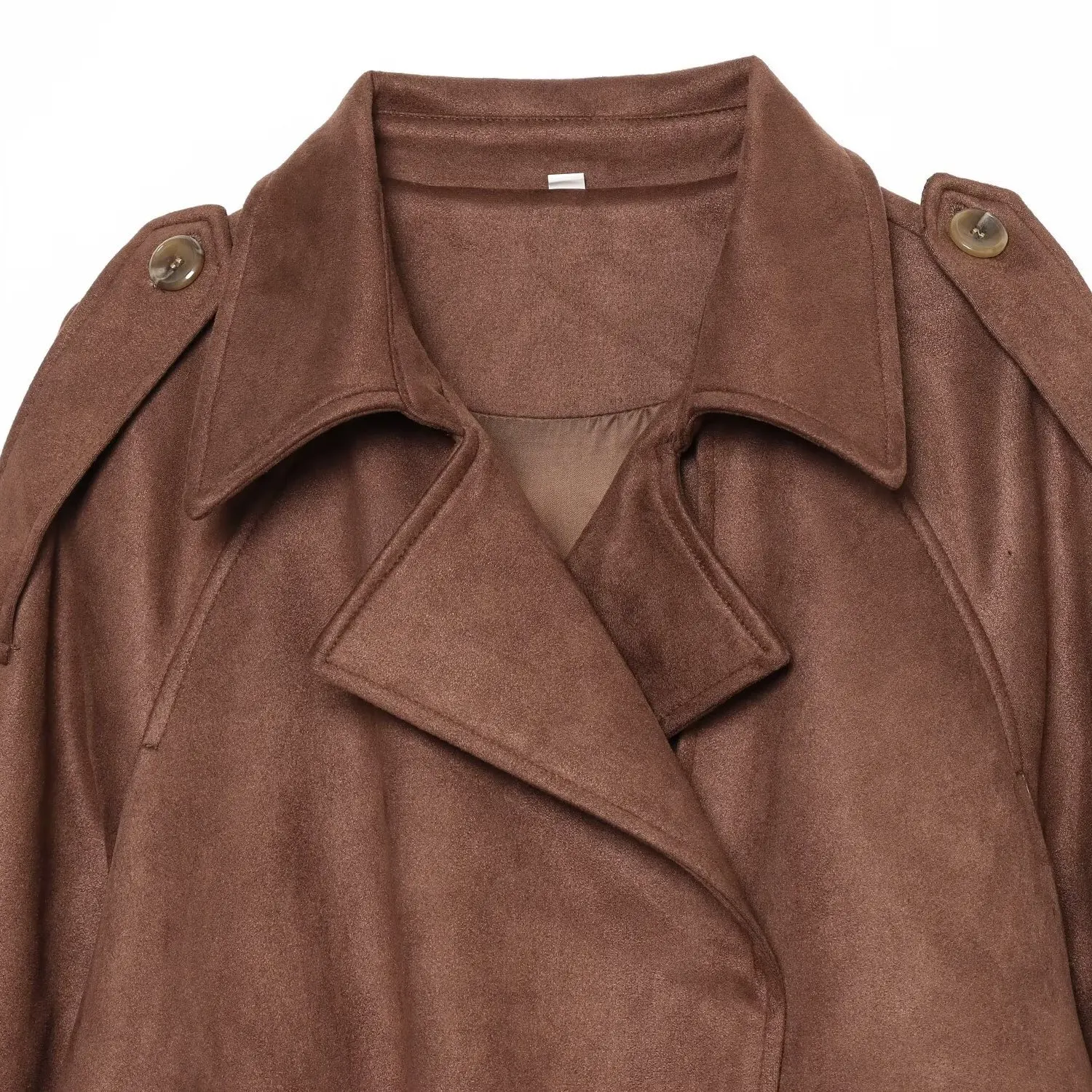 KASLEAD New Women's Fashion Short Suede Jacket Two Colors Versatile High-End Feelings European Style Long Sleeve Polyester