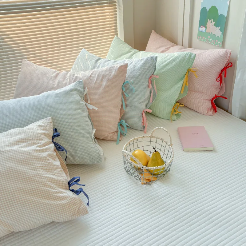 Girl Plot Butterfly Bow Pillowcase 48x74cm Class A Pure Cotton Solid Color Cozy Single Bed Sleep Pillow Cover Cute Pillow Sham
